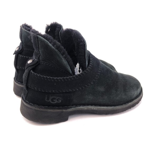 UGG McKay Black Leather Winter Ankle Booties 7.5 - Picture 6 of 14